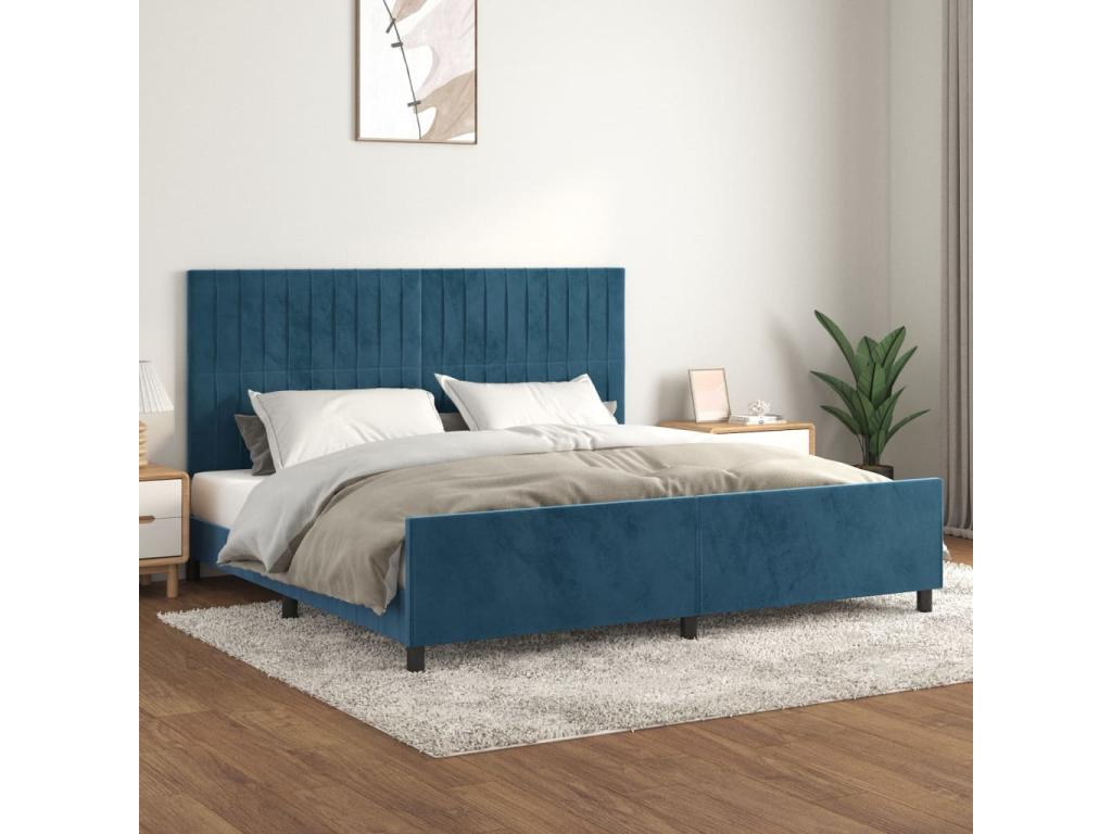 Dark blue velvet bed frame without mattress 200x200 cm SSWN23209