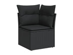 6-piece garden furniture set with cushions, black woven resin RPDP32413