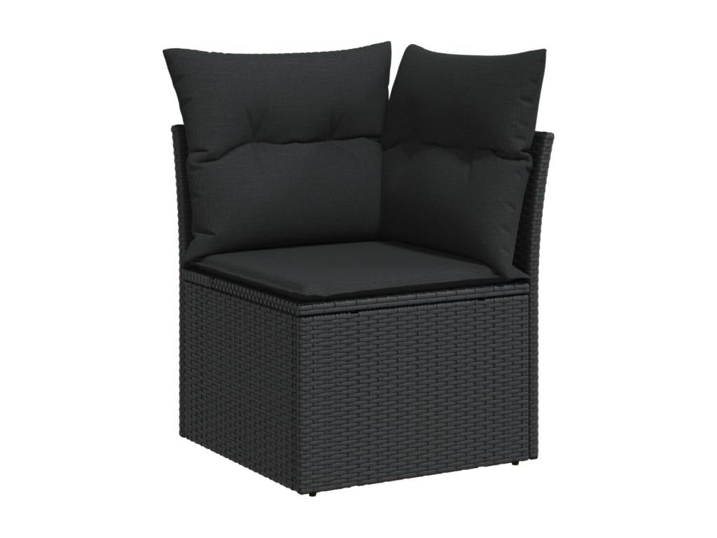 6-piece garden furniture set with cushions, black woven resin RPDP32413