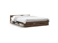 Brown oak bed frame with drawers, 135x190 cm, engineered wood XIWX70312