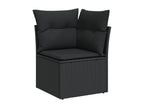 8-piece garden furniture set with cushions, black woven resin GAUS53233