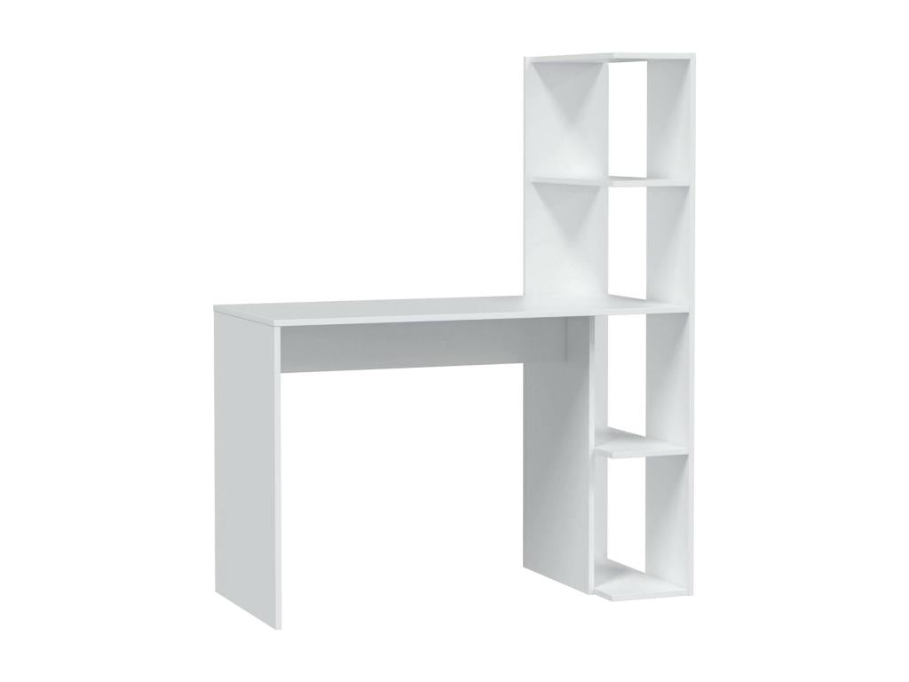 Lysvia Desk, Linear Desk with Bookshelf, Space-Saving Multipurpose Office Table, 110x50x136 cm, White, HTTQ01565