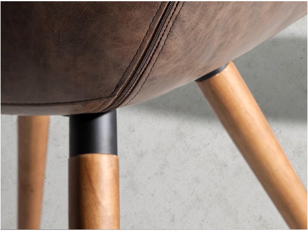 Zensova designer chair in solid ash wood and tufted faux leather - Set of 2 - Color: Zensova 28 Mauve ZUKA81691