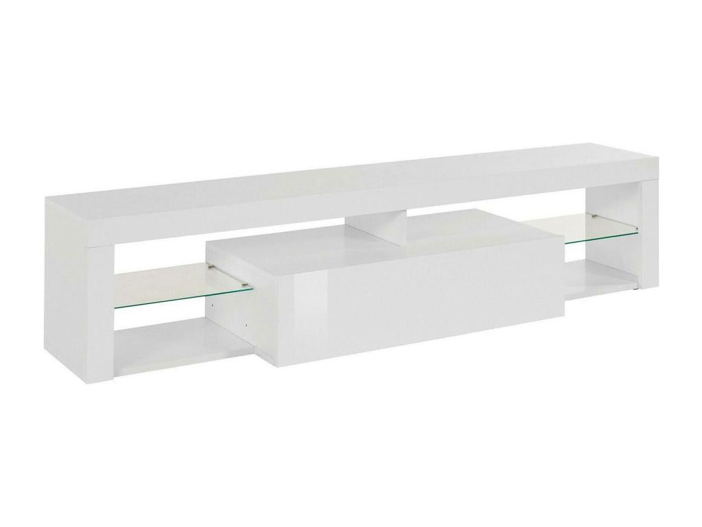 Dormeva TV Stand, TV Unit Base, Low Sideboard with 1 Door, Made in Italy, 160x40x35 cm, Glossy White, ABXT27467