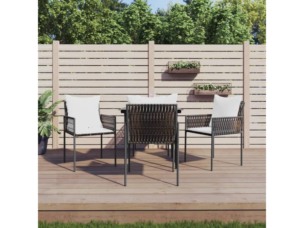 Garden chairs and cushions, set of 4, brown, 54x61x83 cm, rattan, KEIR43215