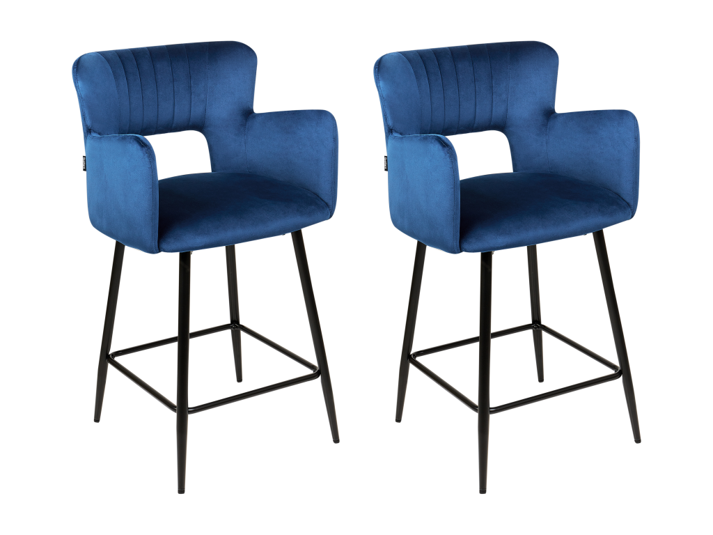 Set of 2 Lysvia Navy Blue Velvet Bar Stools ZBIW48664