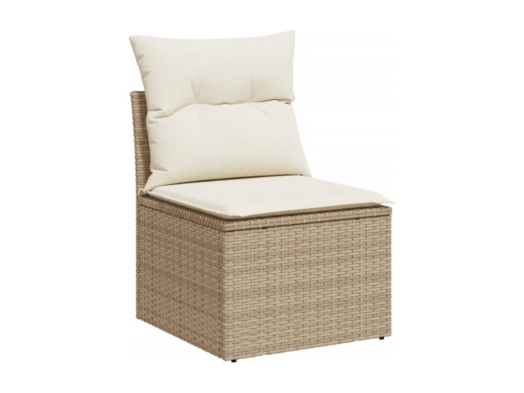 Garden furniture set with cushions, 6 pieces, beige woven resin HUWA73047