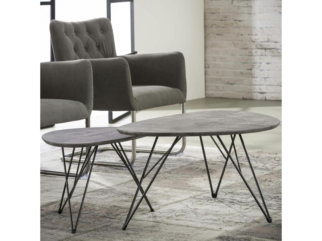 Large Lysvia NMWC42479 Grey Concrete Effect Side Table