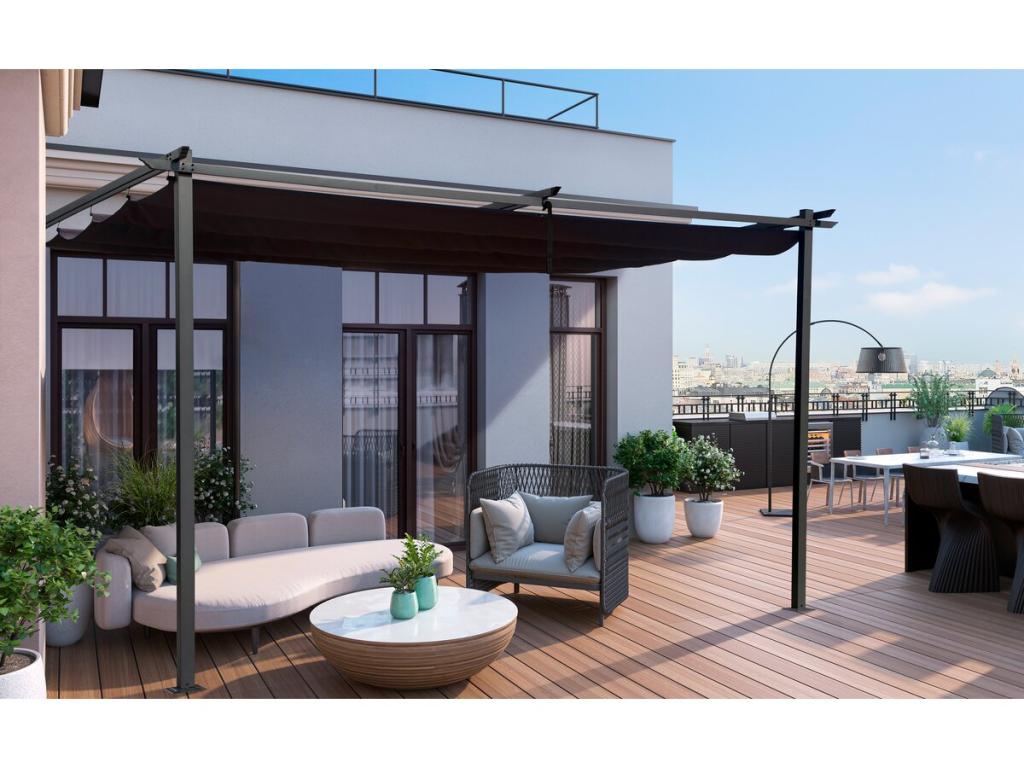 Lysvia lean-to with retractable roof - 3x4 m - Anthracite grey ISAI47647