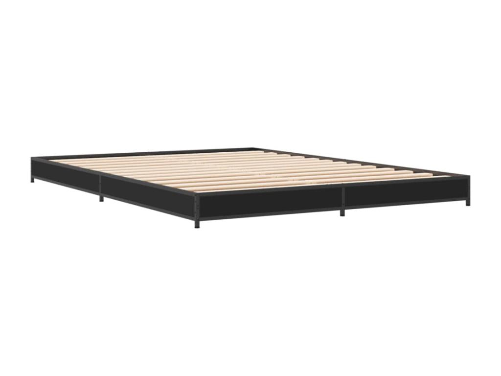 Black bed frame 135x190 cm engineered wood and metal MVNQ67490
