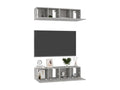 4-piece TV unit, concrete grey, 60x30x30 cm, engineered wood, HEAO74165