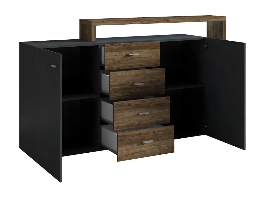 Buffet with integrated shelf, Lysvia collection, 180cm - Grey and dark oak color GFPP25420