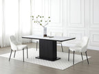 Dining table for 6 people in ceramic and MDF - White and Black Marble Effect - Dormeva SAKW02095