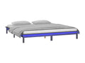 Grey LED bed frame 120x190 cm small double solid wood HGLR79884