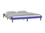 Grey LED bed frame 120x190 cm small double solid wood HGLR79884