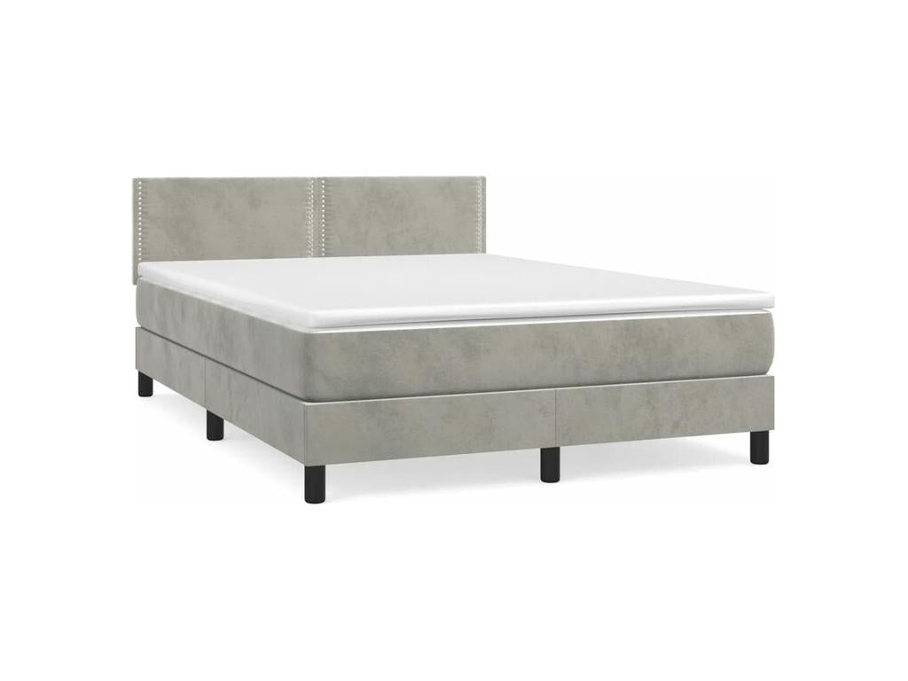 Dormeva bed base and mattress, light grey, 140x200 cm, velvet, XSMD34800