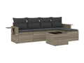 6-piece garden furniture set with light grey cushions, woven resin NFTQ68927