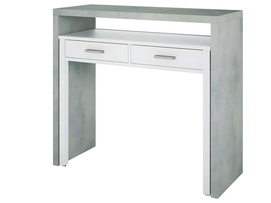 Desk with 1 shelf/niche and 2 drawers, Dormeva White/Cement melamine finish - Dimensions 88x99x36 cm EXXS69080