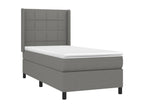 Upholstered bed base with mattress and LED lighting, Dark Grey, 80x200cm, Fabric CTSL20860
