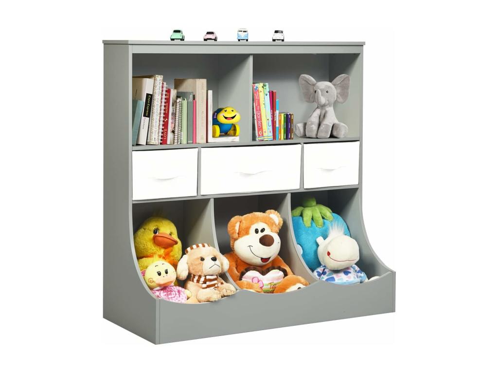 Children's 3-tier bookcase with 3 drawers and 5 open compartments, 93x40x94 cm, SLJZ51131