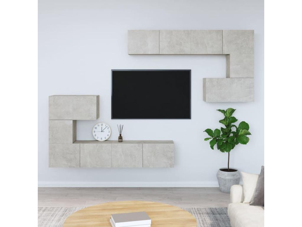 Wall-mounted TV unit, concrete grey, engineered wood, CRXQ04104