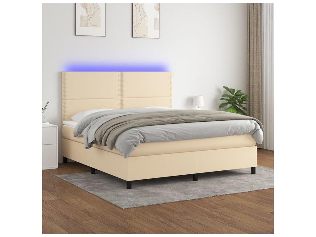 Dormeva bed base and mattress with LED lighting, Cream 160x200 cm, Fabric MTLI57327