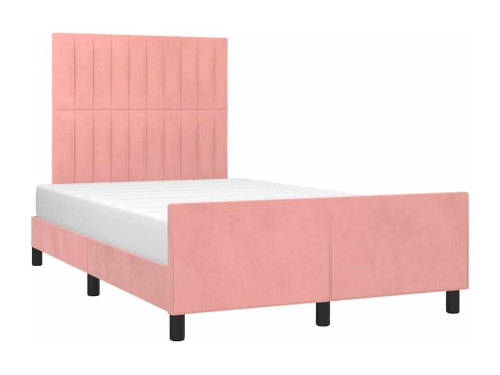 Bed frame with headboard, pink, 120x200 cm, velvet, OVRI37611