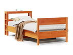 Bed frame without mattress brown wax 75x190 cm solid pine wood STLS62440
