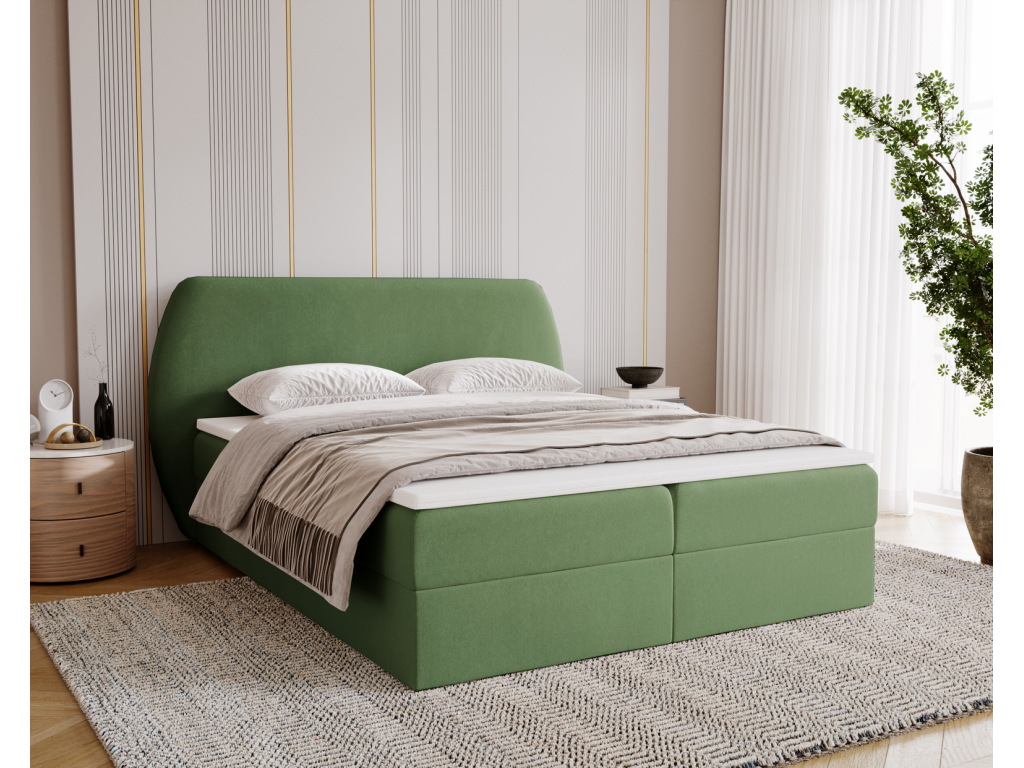 Cartagena Adult Bed 140x200 cm - Upholstered Bed with Storage, Mattress H3 - Double Bed, Green, Lysvia 61 POET26489