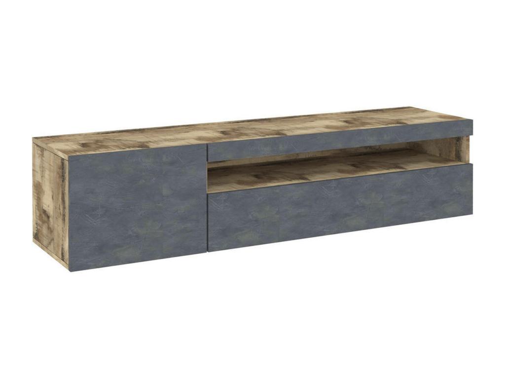 Lysvia TV Stand, Low Sideboard, TV Base, Made in Italy, 150x40x37 cm, Maple and Slate, GOFG26868