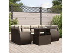 7-piece garden furniture set with cushions, brown woven resin WVGK77929