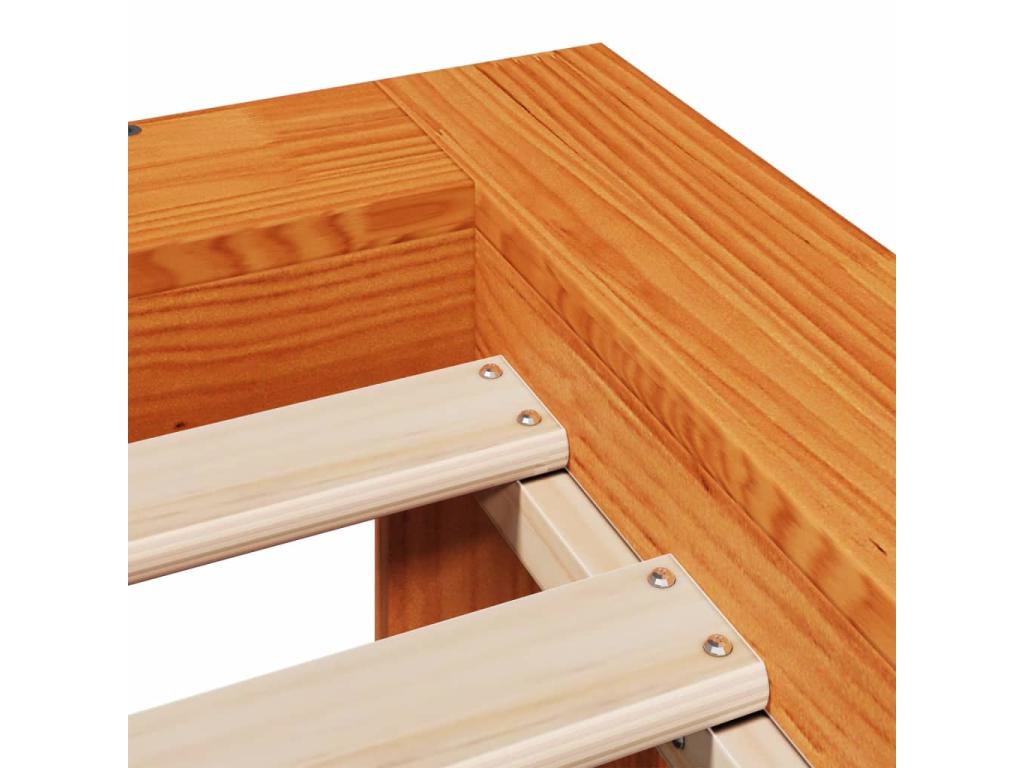 Bed frame without mattress, brown wax finish, 135x190cm, solid pine wood, KPRA55720