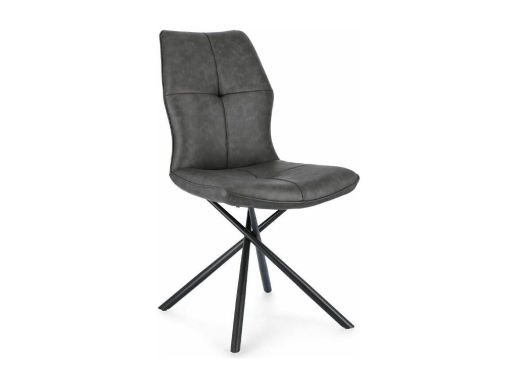 Lysvia designer chair in grey faux leather with black steel legs - Set of 2 JWFG39329
