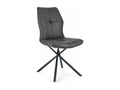 Lysvia designer chair in grey faux leather with black steel legs - Set of 2 JWFG39329