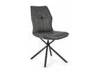 Lysvia designer chair in grey faux leather with black steel legs - Set of 2 JWFG39329