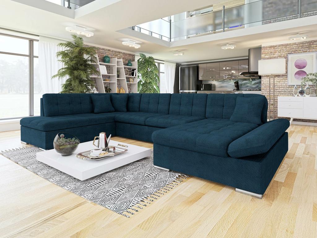 Lysvia 150 Corner Sofa, Blue, Sleeping Function, Bed Box, 345x205x76cm, ISOM84342