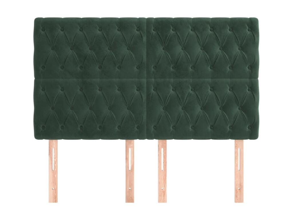 4-piece headboard set, dark green, 72x7x78/88 cm, velvet, SECB02209