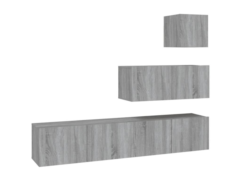 Lysvia 4-Piece TV Furniture Set, Grey Engineered Wood WVYU40843