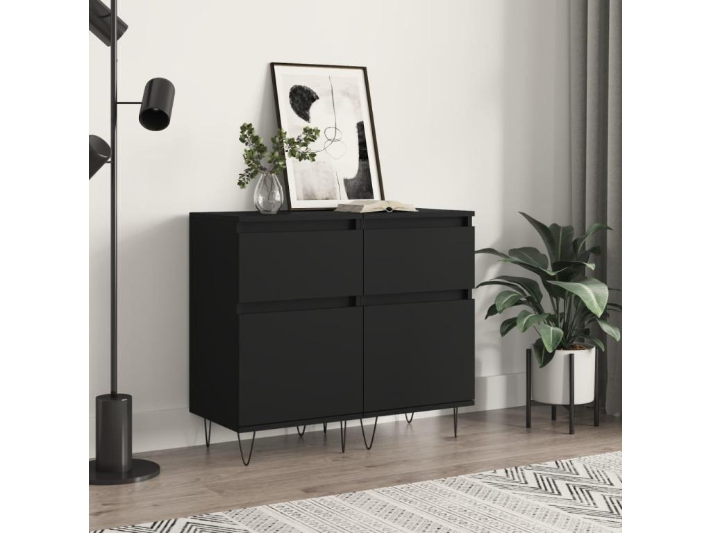 2-piece black buffet set, 40x35x70 cm, engineered wood, TVJS11117