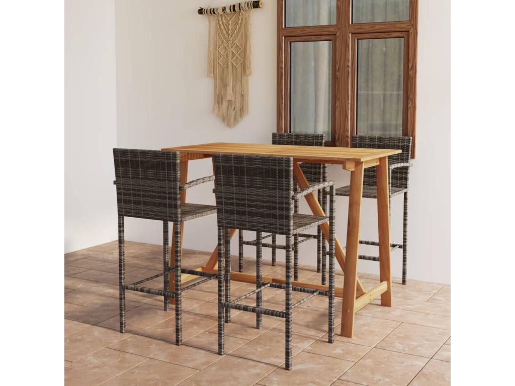 5-Piece Garden Bar Set, Grey DDZC12263