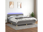 Upholstered bed base and mattress with LED lighting, Dark Grey, 180x200 cm, Fabric OMGU47061