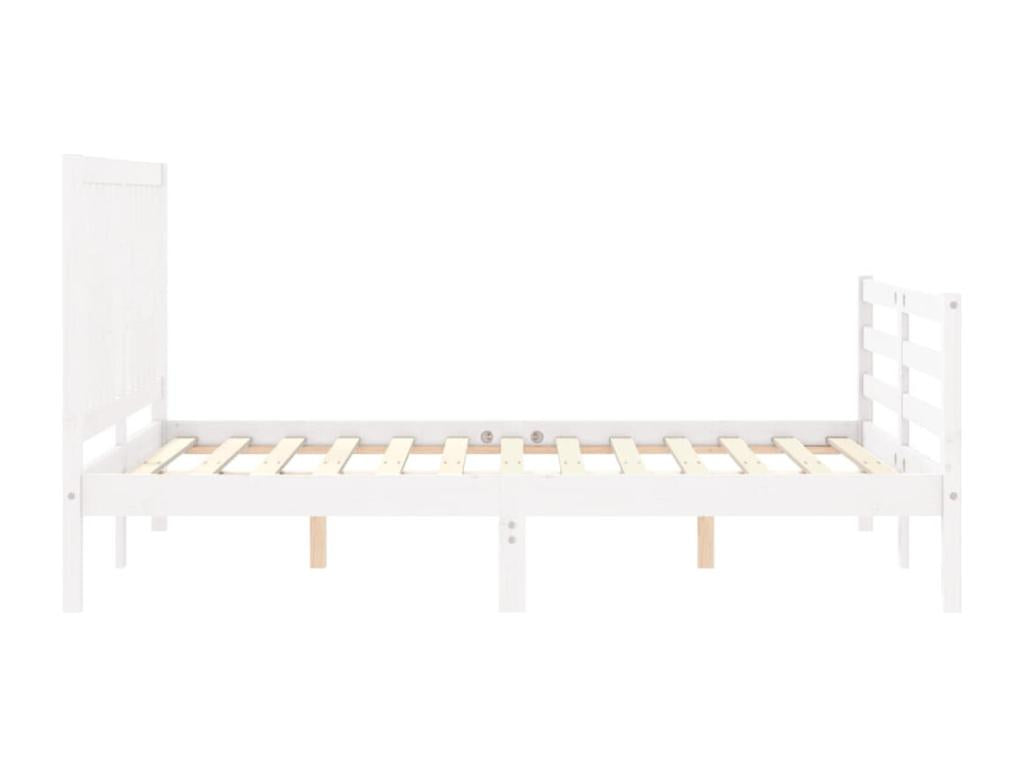 Bed frame with white headboard, 120x200 cm, solid wood QZAE07806