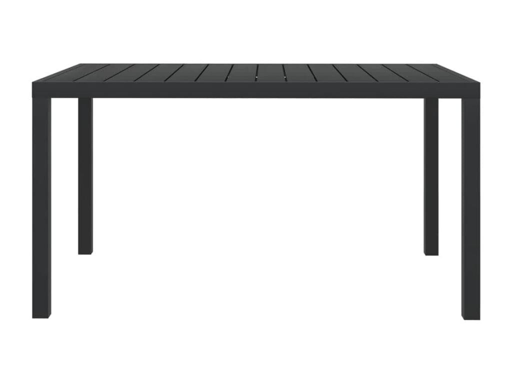 5-piece black poly rattan garden dining set with cushions HFQI56859