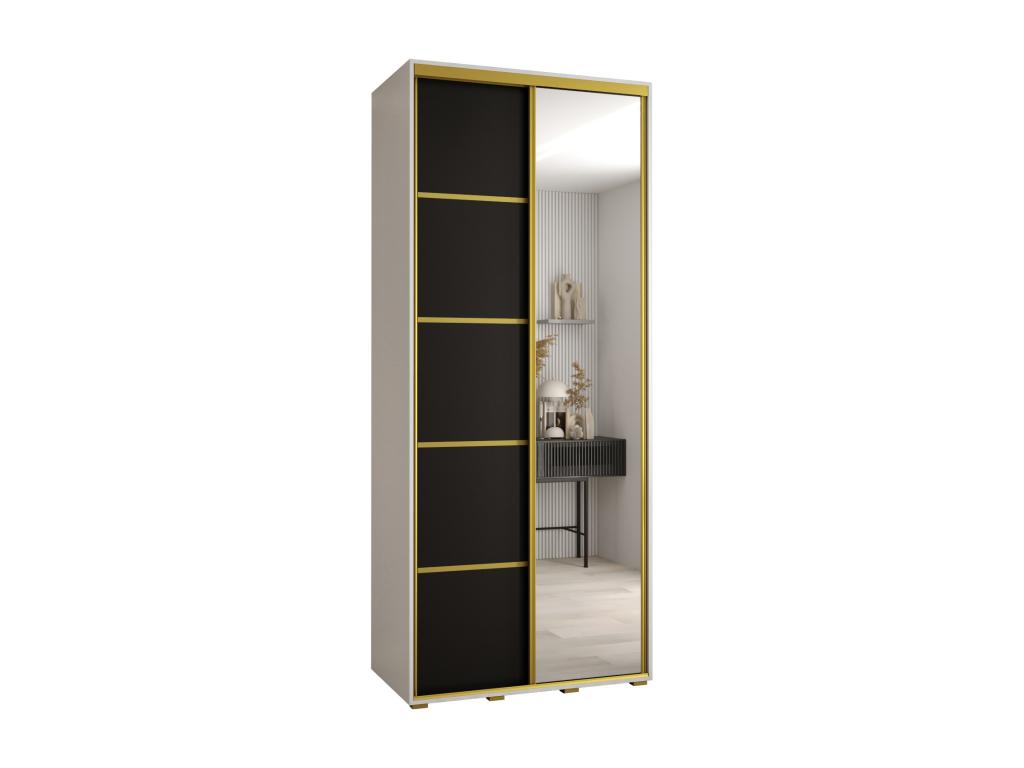 Dormeva 5 Sliding Door Wardrobe 235.2/100/45 2 Doors White/Black/Gold TIZU81345