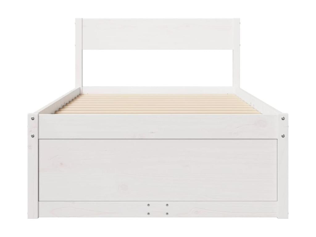 Bed frame with drawers, white, 100x200 cm, solid pine wood, NGDL68441