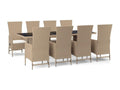 9-piece beige poly rattan garden dining set and cushions LZKS38677