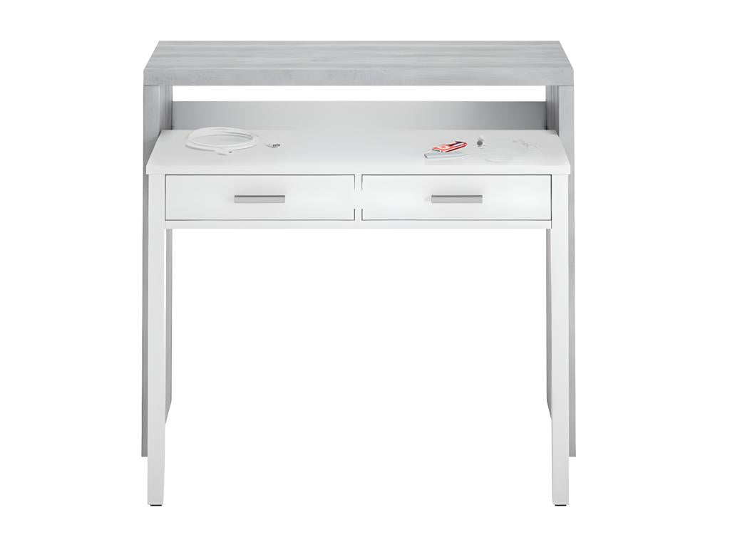 Desk with 1 shelf/niche and 2 drawers, Dormeva White/Cement melamine finish - Dimensions 88x99x36 cm EXXS69080