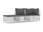 3-piece garden furniture set with cushions, white steel MGYN69088