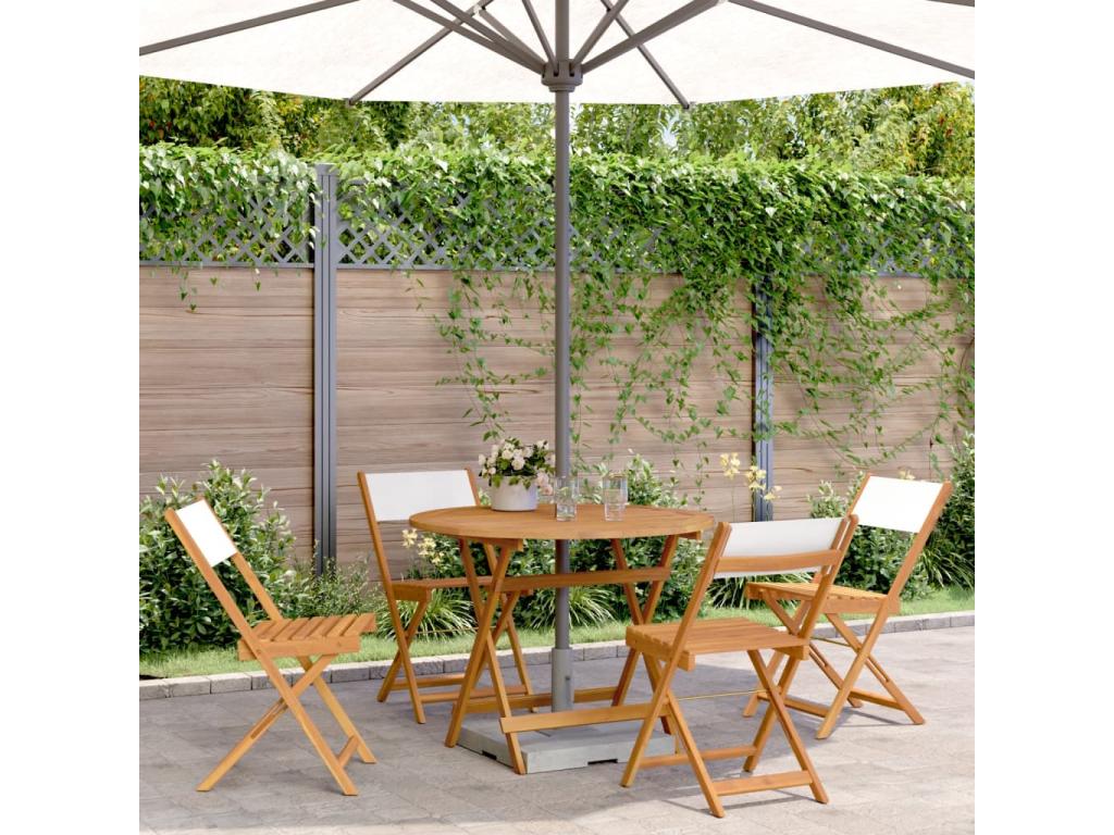 5-piece garden dining set, cream white fabric, solid wood XQNY26087
