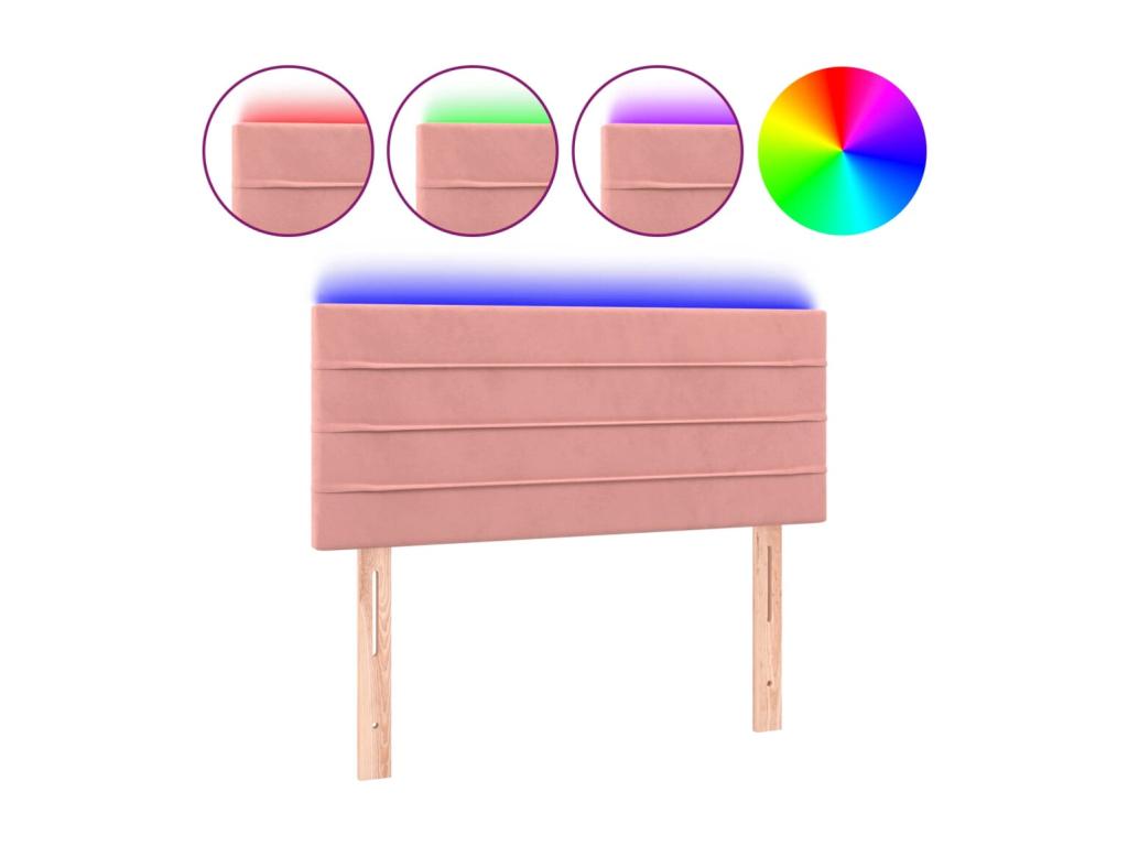 Pink LED Headboard 100x5x78/88 cm Velvet PACW72298